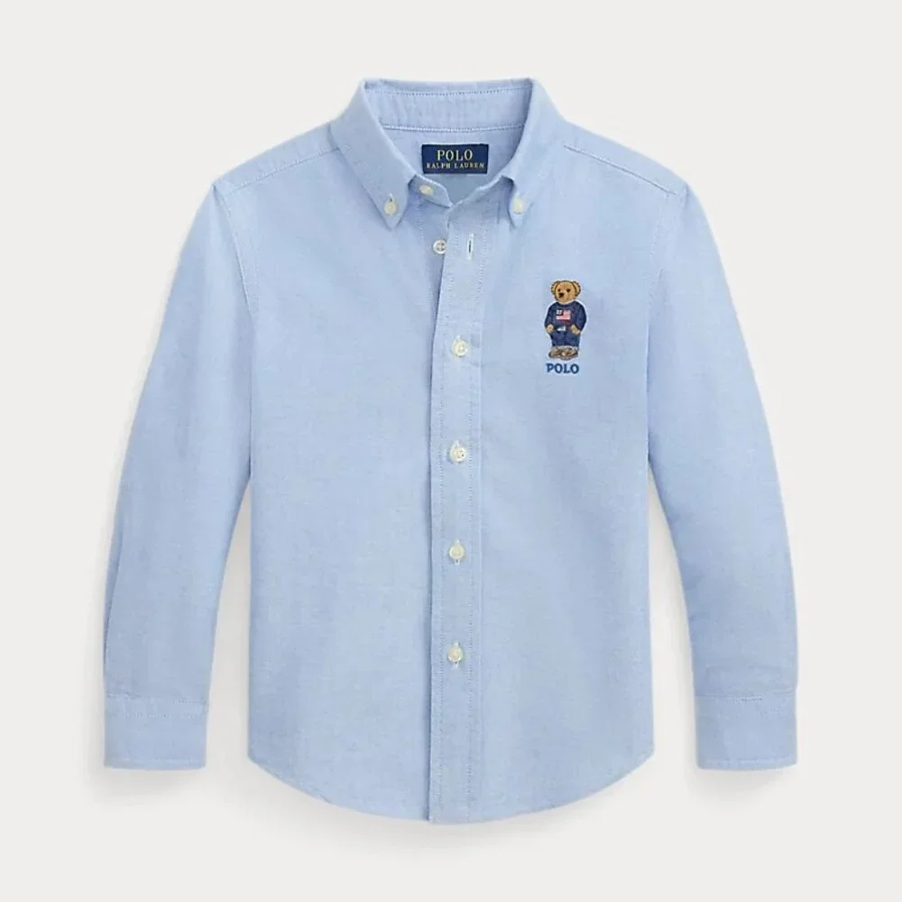 Ralph Lauren Polo Bear Oxford Shirt – Blue, Size 2T - Picture 1 of 12